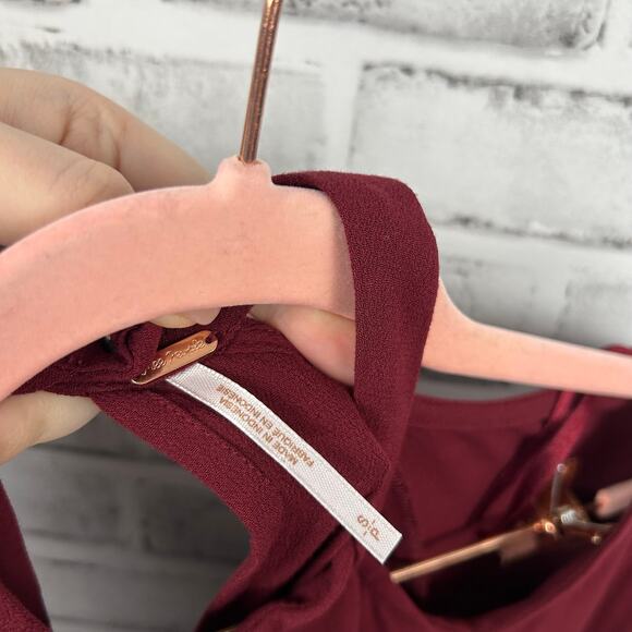 Free People Drift Away Tunic Mini Dress Wine Cold Shoulder Sz S NEW - Picture 8 of 11